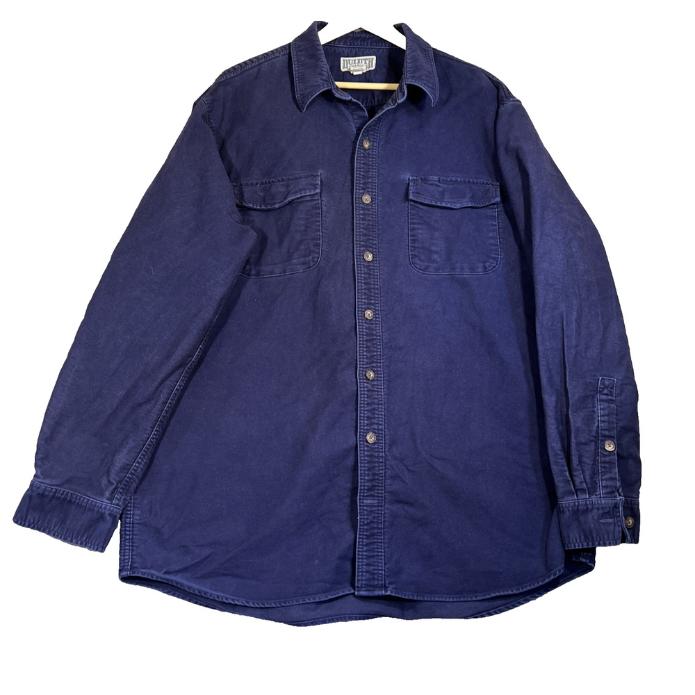 Duluth Shirt Jacket Mens XLT Tall Blue Heavy Cotton Twill Workwear Ranch Field